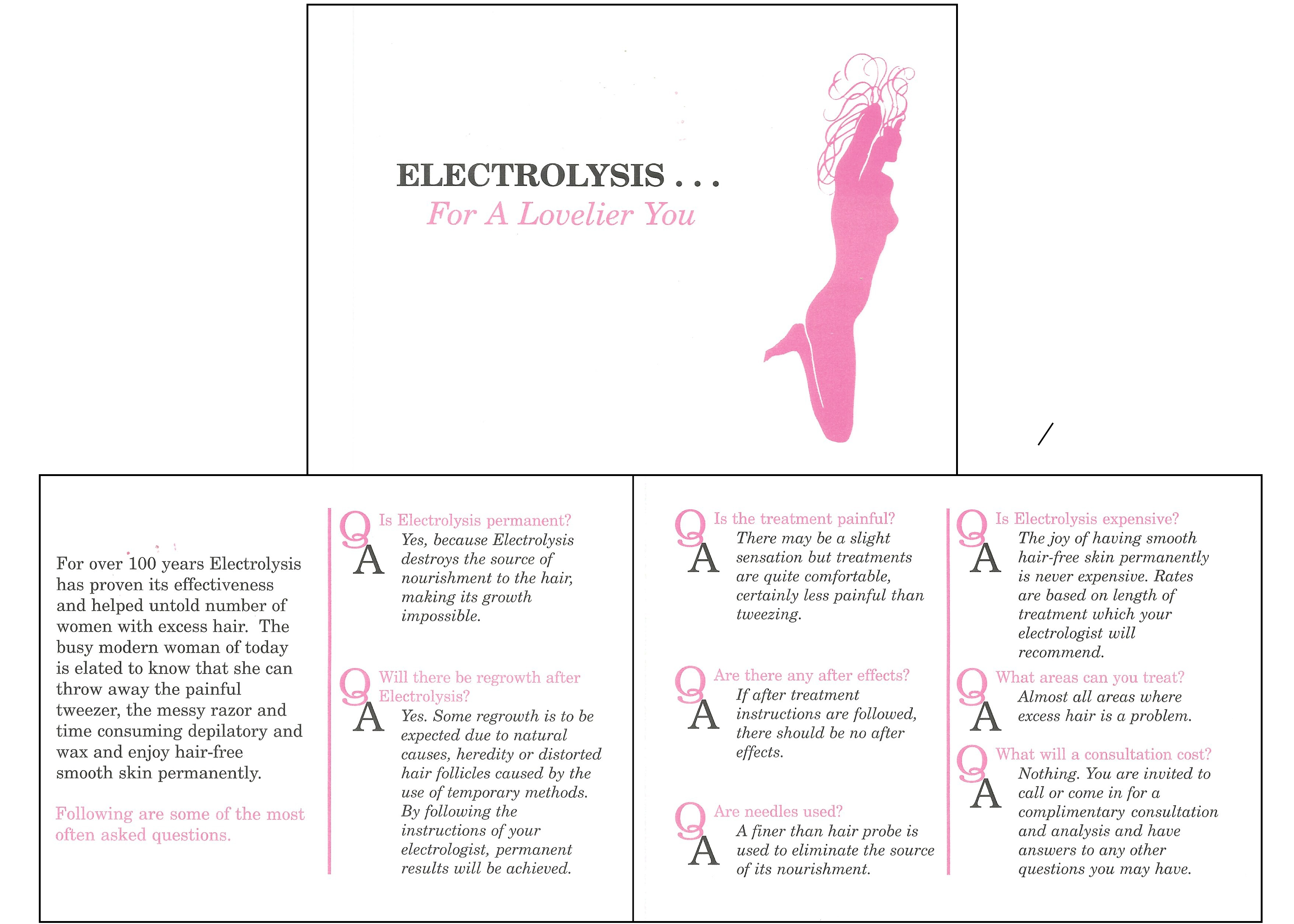 "Electrolysis For A Lovelier You" Brochure
